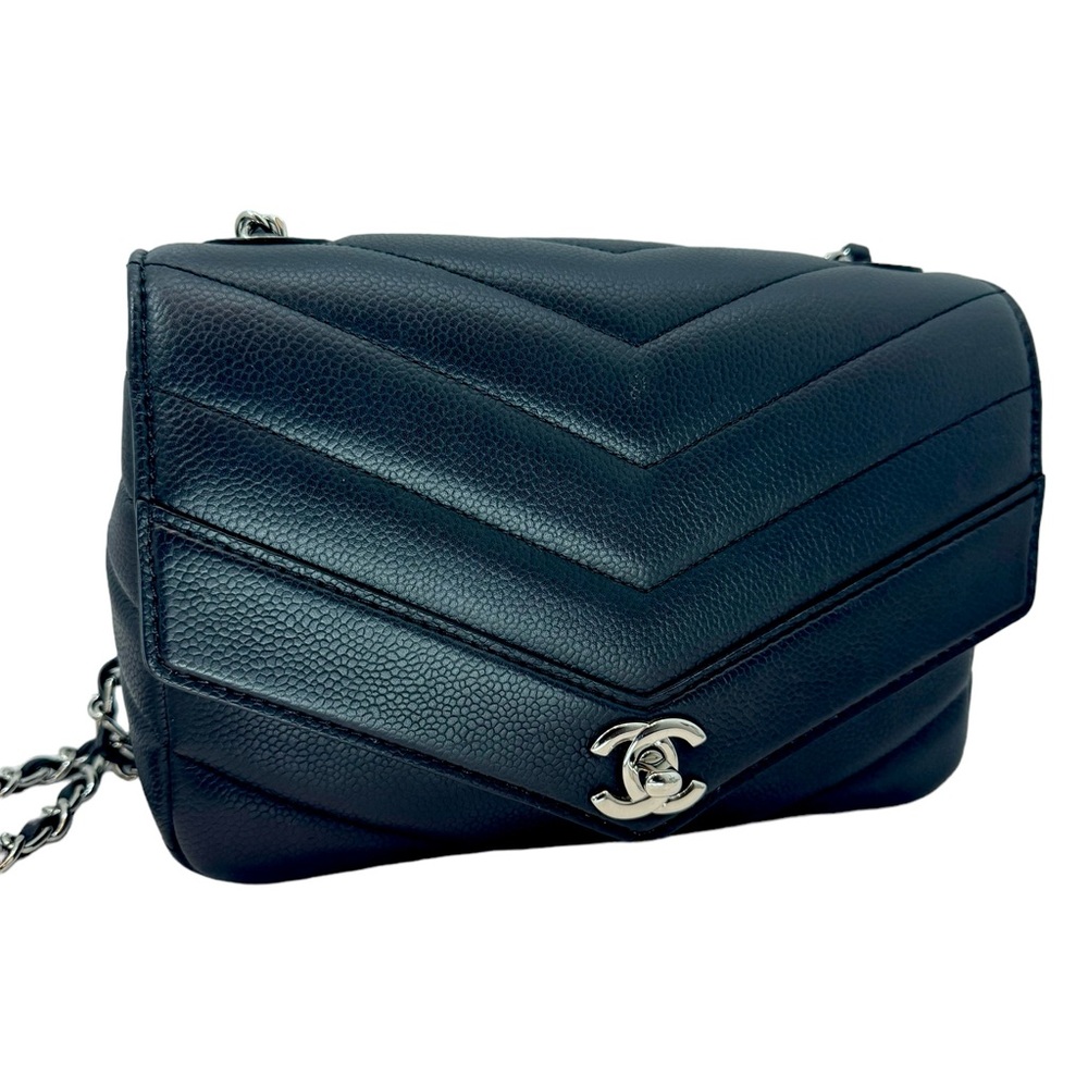 Auth Chanel Mini Rectangular Classic Black Chevron - image 3